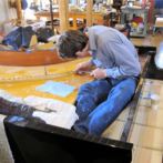 Notching a 9′ Hamburg Steinway Bridge at Mollberg Piano Restoration