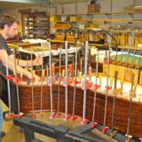 Installing a new soundboard in a model B Steinway at Mollberg Piano Restoration